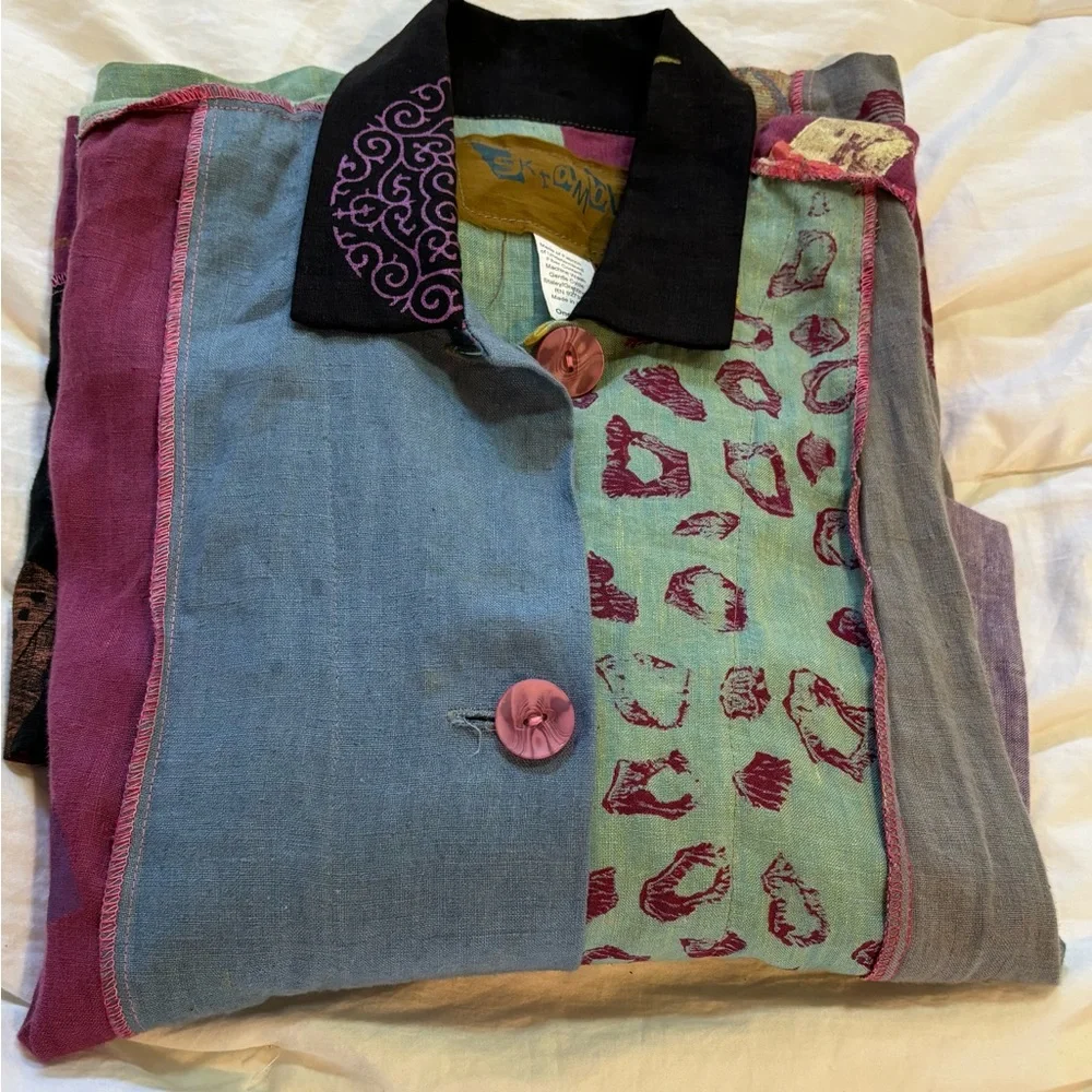 SCRAMBLE Multicolor Patchwork Button Down Shirt - Picture 15 of 15